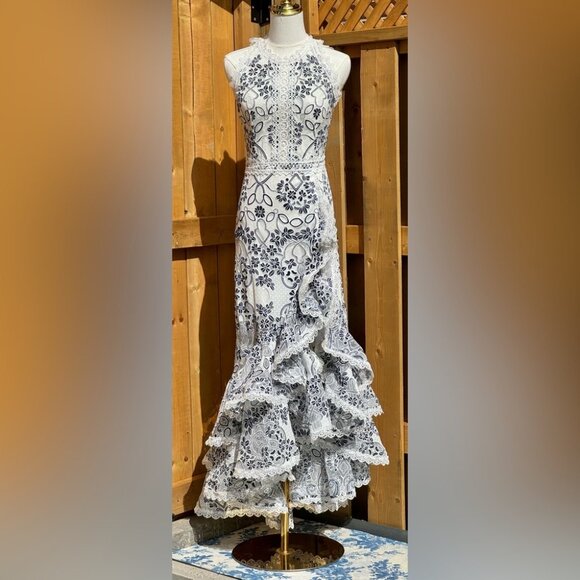 🆕 BRONX & BANCO 🧿 NWOT Santorini Fluted Hem Maxi Dress, Sz S / US 4 - Picture 4 of 17